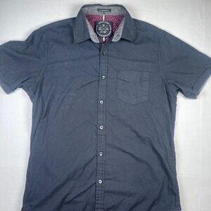 Native Code Mens Short Sleeve Button Up Shirt Size M Slim Fit Pattern Casual‎